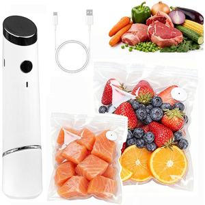 Compact Vacuum Sealer for Food (Portable Vacuum Sealer Machine+30 Reusable Bags) Compact Handheld Food Saver for Meat, Camping & RV Travel,Seal Food 6X Fresh Longer, Portable & Wireless, Easy-Clean