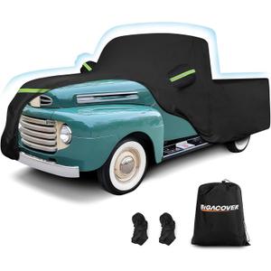 Car Cover for Ford F100 Truck Cover, 420D Oxford Waterproof All Weather Heavy Duty Protection with Zipper Windproof for 1948-1983 Ford F100 1984-1986 F150 Short Bed Regular Cab 6.75' (Black)