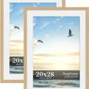 20x28 Picture Frame Set of 2, Wood Frame with Real Glass, Wide Border, 20X28 in