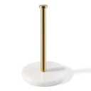 Koville African Genuine Marble Paper Towel Holder Countertop, 6" Stone Base Gold Rod Paper Towel Holder Stand for Kitchen Storage, for Standard or Jumbo-Sized Rolls