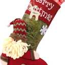 Christmas Stockings - 18.5" Large Christmas Stocking, 3D Cute Santa Stocking, Xmas Stockings with Name Tages, Christmas Decorations for Tree, Bed, Stairs & Fireplace