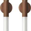 Wooden Motion Sensor Lights Indoor - Magnet Body Hallway Rechargeable LED Wireless Battery Operated Wall Sconce, Portable Decor Torch Night Lighting for Bedroom (Walnut Wood 2PCS)