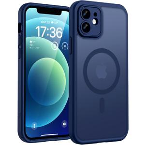 TOCOL for Phone 12 Case, Compatible with Magsafe Charger, Full Camera Protection, Drop Protection, Translucent Matte Phone Case for iPhone 12 6.1 inch (Dark Blue)