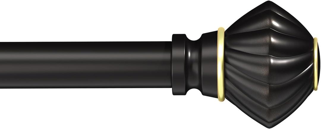 Curtain Rods for Windows 28 to 48 inches, 3/4 inch Diameter Adjustable Length Black Curtain Rod for Bedroom Living Room Decorative Curtain Rod Set with Brackets