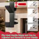 Garland and Stocking Mantel Holders with 2 Hooks, Mantel Hanger for Garland, 2 in 1 Mantel Garland and Stocking Hangers Heavy Duty, Fireplace Garland Hanger for Xmas Decoration (4Black)