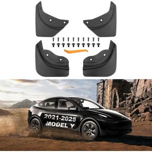KUNIST 4PCS Mud Flaps for Tesla Model Y Juniper 2026 [MilitaryGrade Upgrade, No Drilling] Splash Guards Fender Mud Guard for 20212026 Tesla Model Y Accessories (5Seater)
