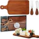 Ziliny 1 Set Bridal Baby Shower Cheese Prizes Wooden Square Board Gift Set Knives Forks Thank You Tags with Box for Guests for Valentines Bridal Baby Shower Housewarming (Walnut Wood)