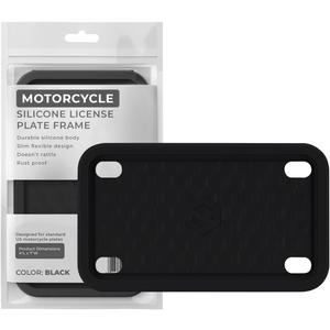 Rightcar Solutions Motorcycle License Plate Frame Premium Silicone, Rust-Proof, Rattle-Proof, Weather-Proof Plate Holder, Street Legal, Custom Bike Tag Frame - Black
