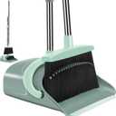 Broom and Dustpan Set for Home, Dust pan with Long Handle, Broom with Dustpan Combo Set, for Home Kitchen Room Office Lobby Floor Use Upright Stand Up Sweeping (Gray&Green)