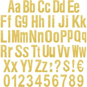 134 Pcs 5 Inch Bulletin Board Letters Colorful Alphabet Letters Numbers and Punctuation Cutouts Letters for Bulletin Board Wall Set for Display Board Chalkboard(Gold)