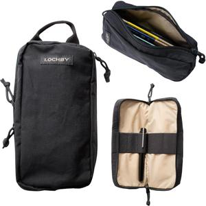 Venture Pouch | Multipurpose Tactical Mini Tool Bag | Durable Water Resistant Waxed Canvas | Dual-Sided Zipper Pouch | for Motorcycle, Bike, EDC, Pen, Pencil, Art, Tech & Travel, Black