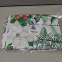 AYTTBIS Christmas Green Leaves Swag Curtain Valance for Windows,Poinsettia Flower Balls Window Treatments Short Swag Topper for Kitchen Windows Bathroom Bedroom,28 x 36 Inch, 1 Pair