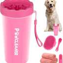 Professional 7 in 1 Dog Paw Cleaner for Dogs & Cats - Includes 1 Portable Paw Washer, 1 Bath Brush, 2 Dog Toothbrushes and 3 Absorbent Towels Note: Fits Paws 2.5 to 3.5 Inches Wide (Large, Pink)