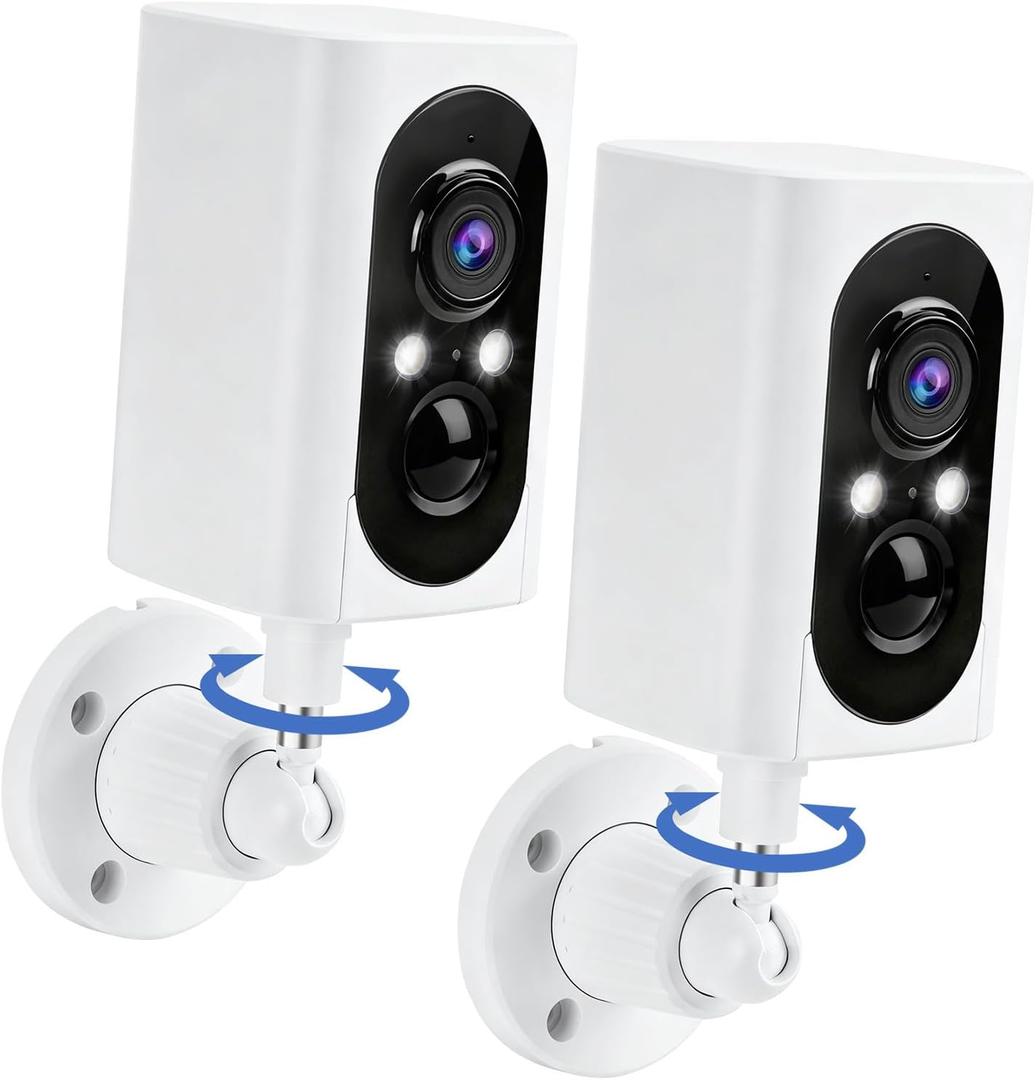 Security Cameras Wireless Outdoor 355 Pan Rotating 2K Color Night Vision Cameras for Home Security WiFi Battery Outdoor Camera Motion Detection 2-Way Talk IP65 Spotlight Siren SD/Cloud Storage 2 Pack
