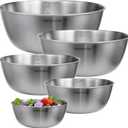 Greentainer 5Piece Stainless Steel Mixing Bowls Set for Kitchen, Nesting Bowls for Mixing, Baking, Prepping, Cooking and Serving Food, Metal Mixing Bowls Dishwasher Safe