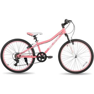 HILAND 24 Inch Kids Bike for Boy Girl Age 7-15 Year Old, Youth Mountain Bike, 7-Speed Kid's MTB Bicycles, Pink