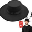 Nicky Bigs Novelties Morph Amish Hat, Bolero Hat, Flat Brim Cowboy Hats, Matador Costume Hats For Men