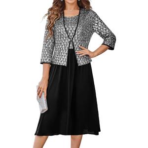 GRACE KARIN 2025 Mother of The Bride Dresses Wedding Guest Party Dress Two Piece Dress (Black, XXL)