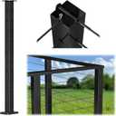 Muzata Black Corner Cable Railing Post 36 Inch 36"x2"x2" T-drilled One-Post Corner Solution Surface Mount Stainless Steel Cable Railing System Kit Indoor Outdoor with Paper User Guide PS02 B34S