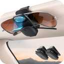 2 Pack Magnetic Sunglasses Holder for Car Visor [One Hand Operation & Scratch Proof], Chfeila No Slip Sunglass Holder Clip Silicone Pad,Sunglass Holder Gadgets Eyeglass Holder for Cars & Glasses,Black