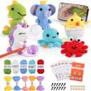 MINGOMINGO Crochet Kit for Beginners Kids - 6 Animal Amigurumi, Mother's Day Birthday Craft Gift Set, Step-by-Step Video Tutorials, 40%+ Yarn, Knitting Starter Kit for Girls Women Adults (Red)