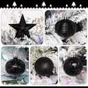 52-Pack Shatterproof Black Christmas Tree Ornaments and Star Topper - For Holiday Decor