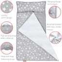 Toddler Nap Mat 2 Pack, Nap Mat for Kids Preschool, Daycare and Fleece Minky Blanket, Lightweight, Soft, Gray and Pink