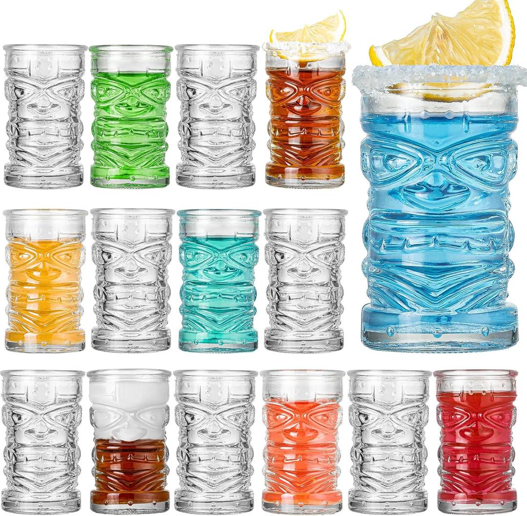 24 Pack Shot Glasses Set, 2oz Mini Tiki Glasses Set, Clear Shot Glasses Bulk, Small Whiskey Shot Glass, Mini Drinking Cups for Vodka, Tequila, Spirits, Liquors, Whiskey, Cocktail, Espresso