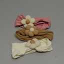 3 Pcs Baby Flower Headbands Baby Girls Nylon Headband Soft Hairbands Hair Accessories for Newborn Infant Toddler Kids (Beige Pink Khaki)