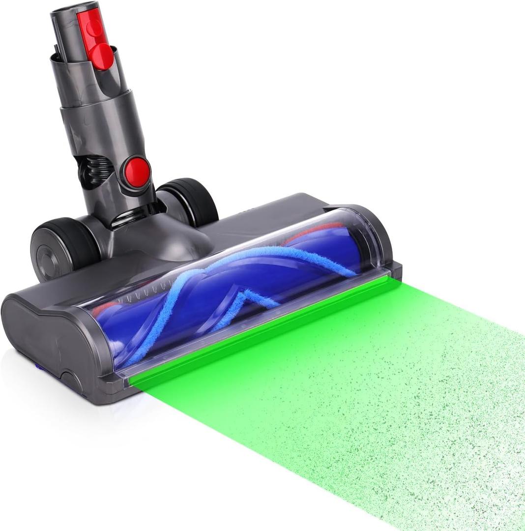 Upgrade Head Replacement Parts for Dyson V12 Detect Slim/V9 Motorbar/SV18 Digital Slim Vaccum Cleaner, Cleaner Head with Full-Area Green LED Lights, Direct Drive Cordless Vacuum Head Attachments