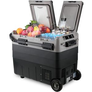 Kohree 12V Car Refrigerator, 53 Quart (50L) Portable Refrigerator, Dual Zone -4-68 Car Fridge Portable Freezer 12/24V DC and 100-240V AC for RV, Camping,Travel, 53Qt Dual Door