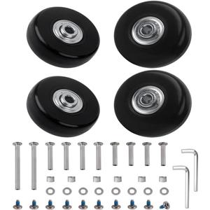 Luggage Suitcase Replacement Wheels Set Suitcase Spinner Wheels 4Pcs PU Bearing Wheels-Install Dia 2in/50mm Width 0.8inch/21mm with 3 Size Axles for Trolley Bag Drawbar Box Smooth Rolling Repair (Black)