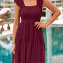 PRETTYGARDEN Womens 2025 Trendy Mini Summer Dresses Sleeveless Tulle Ruffle Square Neck Tiered Smocked Beach Vacation Dress (XL)