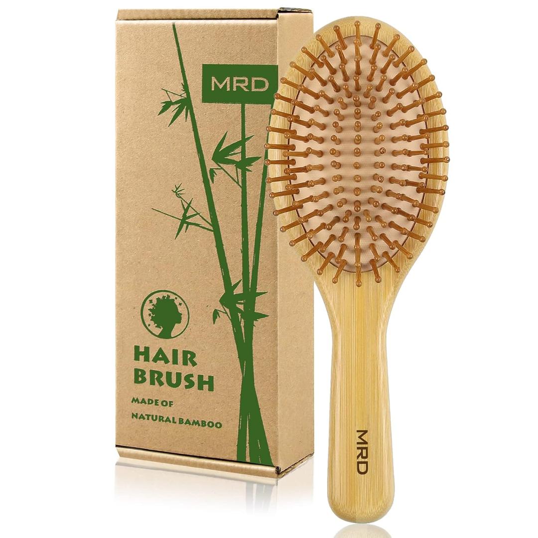 MRD Hair brush, Natural Bamboo Paddle Detangling Hairbrush, Massage Scalp Thick/Thin/Curly/Dry Hair For Women & Men