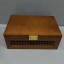 Decorative Rattan Storage Boxes Solid Wood Woven Baskets Bins with Lid Keepsake Memory Jewelry Box Natural Boho Shelf Wicker Closet Desk Organizer Container (Walnut Color, Small Size)