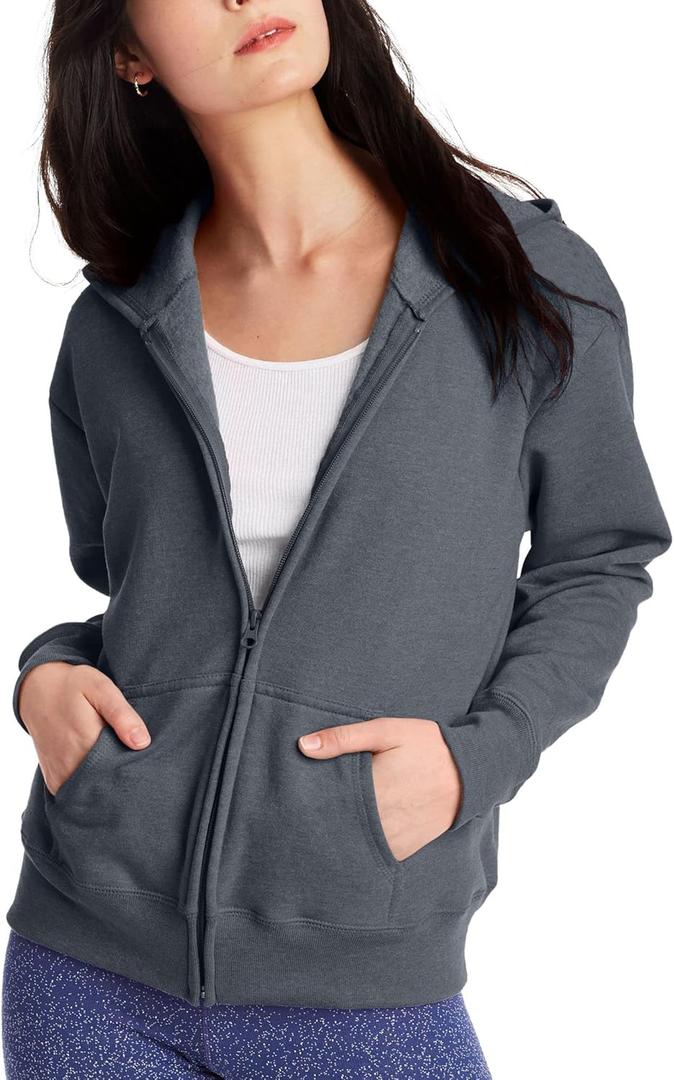 Hanes, Ecosmart Fleece Full Hoodie, Zip-up Hooded Sweatshirt for Women (X-Large, Slate Heather)