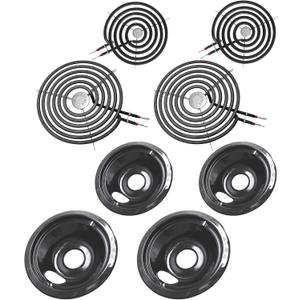 GE Drip Pans and Stove Burner Element Unit Set, Perfectly Fit WB30M1 & WB30M2 -Replacement for GE Hotpoint Kenmore Stove TopBlack