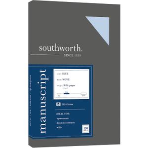 Southworth 25% Cotton Paper Blue Manuscript Covers, 9” x 12.5”, 30 lb. Cover Weight, Blue, 100 Sheets (41S)