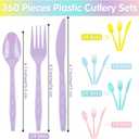 Kochorie 360 Pieces Pastel Plastic Cutlery Set Macaron Colors Disposable Plastic Utensils Colorful Heavy Duty Flatware Set Include 120 Knives 120 Forks 120 Spoons for Easter Birthday Tea Party Wedding