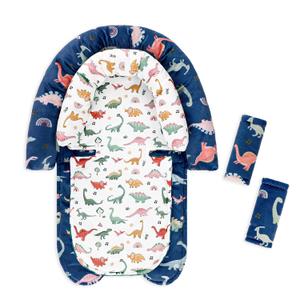 Baby Car Seat Head Support & Strap Covers, Upgraded 2-in-1 Infant Car Seat Insert Cushion for Newborn Girls, Perfect for Carseat, Stroller, Swing, Extra Soft, Dinosaur