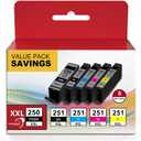 Queenprint Replacement Ink Cartridges for Canon PIXMA MX922 MX920 IX6820 MG5520 MG7520 IP8720 MG6620 MG6320 MG7120 Printers - PGI-250XXL CLI-251XXL for Canon 250 & 251 XXL Compatible