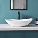 Davivy 24'' X 13.8'' Large Oval Vessel Sink with Pop Up Drain,Bathroom Vessel Sinks,Bathroom Sinks Above Counter,White Vessel Sink,Ceramic Vessel Sink,Oval Sink Bowls for Bathroom (Large)