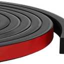 Pangda 20 Ft Rectangular Rubber Seal Strip with Self-Adhesive Tape, 0.75" W x 0.5" H Foam Rubber Weather Stripping for Boat, Automobile, RV, Ship, Garage Door/Window Seal, Black (Solid) (EXP 12/31/36)