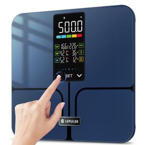 Lepulse No APP Body Fat Scale 500lb Smart Bathroom Scale with 5.44'' Large Backlit Display 8 Body Composition Analyzer, Most Accurate Digital Weight Scale for BMI Body Fat Muscle Mass