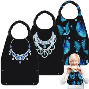 Shihanee 3 Pcs Adult Bibs for Women Adjustable Neck Closure Bibs Waterproof Clothing Protector with Crumb Catcher