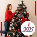 2 x Christmas Ornament 2025  Elegant Holiday Keepsake Metal Year Ornament with Colors, Red White and Blue, Collectible Tree Decoration