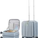 Hanke 16 Inch Expandable Under Seat Luggage with Wheels Top Opening Small Suitcase with Wheels Carry On Luggage Airline Approved Lightweight Hard Shell Suitcases for Weekender Overnight-Grey
