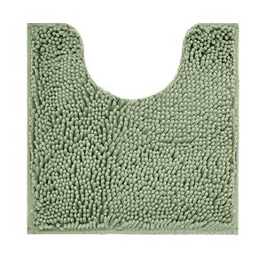 Chenille Bath Mat, Toilet Rugs U Shaped, Soft Plush Bath Bathroom Rug, Absorbent Shaggy Bathroom Contour Rug Light Green 19.7"x19.7"