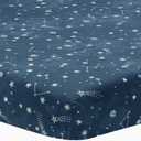 Lambs & Ivy Sky Rocket Blue Stars/Galaxy/Space 100% Cotton Fitted Crib Sheet