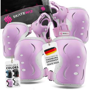 SKATEWIZ Kids and Adults Knee Pads and Elbow Pads Set with Wrist Guards for Roller Skating [6pc] - Skating Protective Gear for Roller Skates & Skateboard